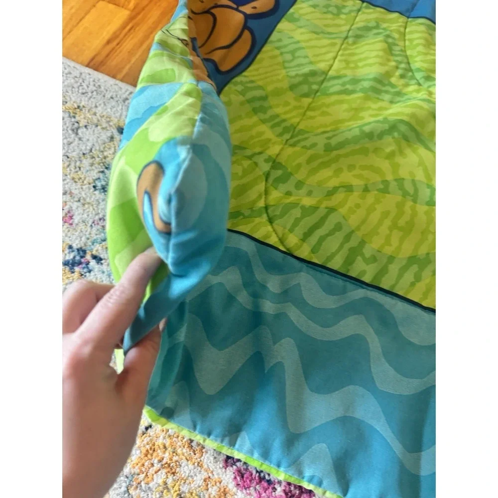Vintage Scooby Doo Reversible Twin Comforter Patchwork Faces Blue Green 2000
